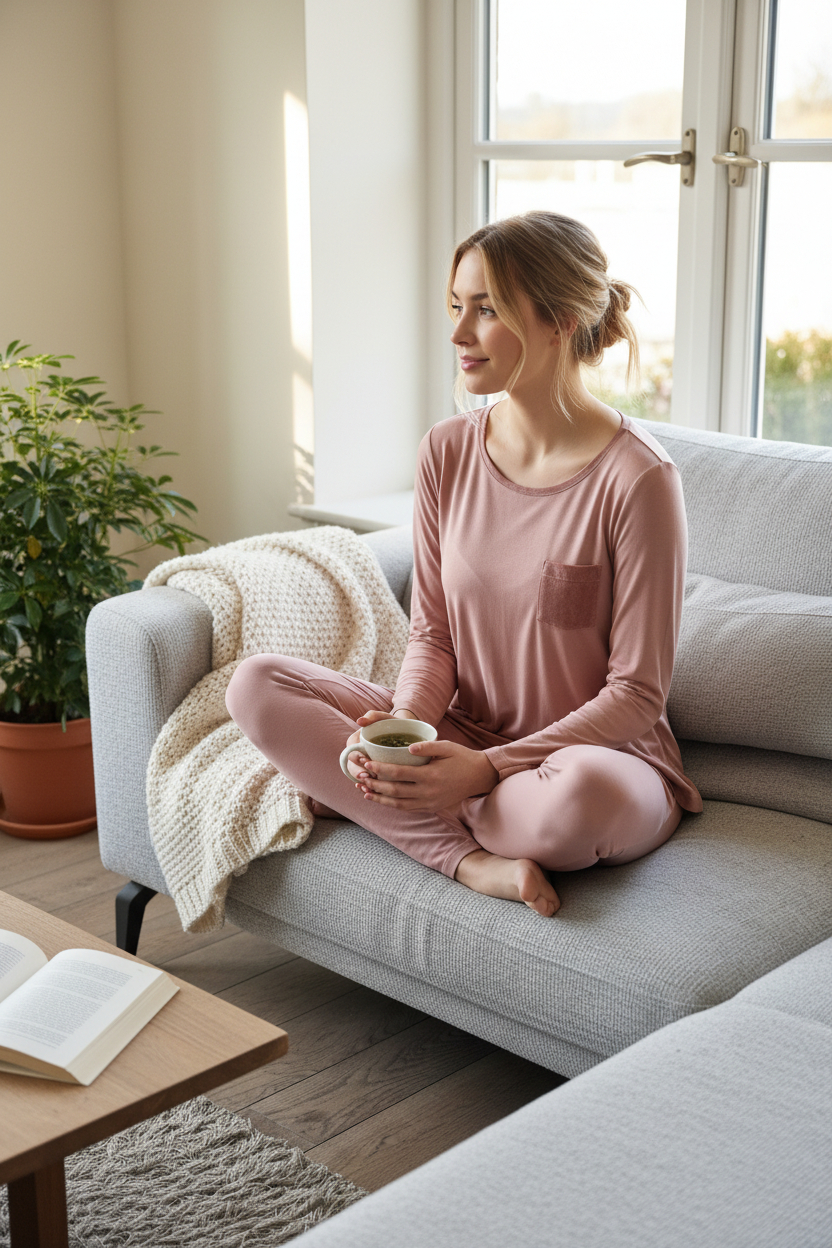 pyjama-lange-broek-twinset-la7maa-roze